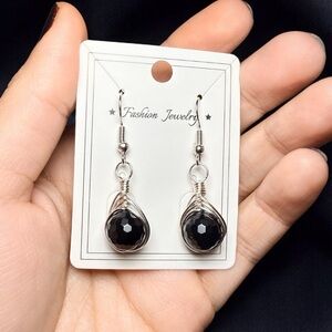 Black Onyx Drop Earrings | Handmade | Hypoallergenic